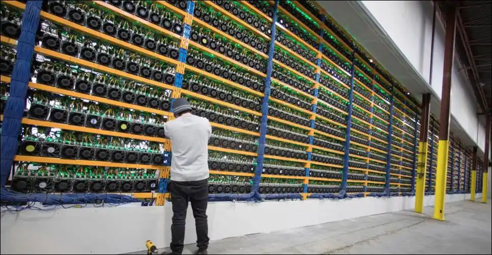Vast arrays of mining farms, illustrating the scale of modern crypto operations under contract