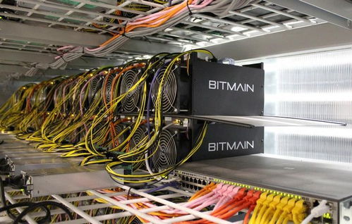 A close-up of a modern ASIC Bitcoin mining rig, showcasing its complex internal components.